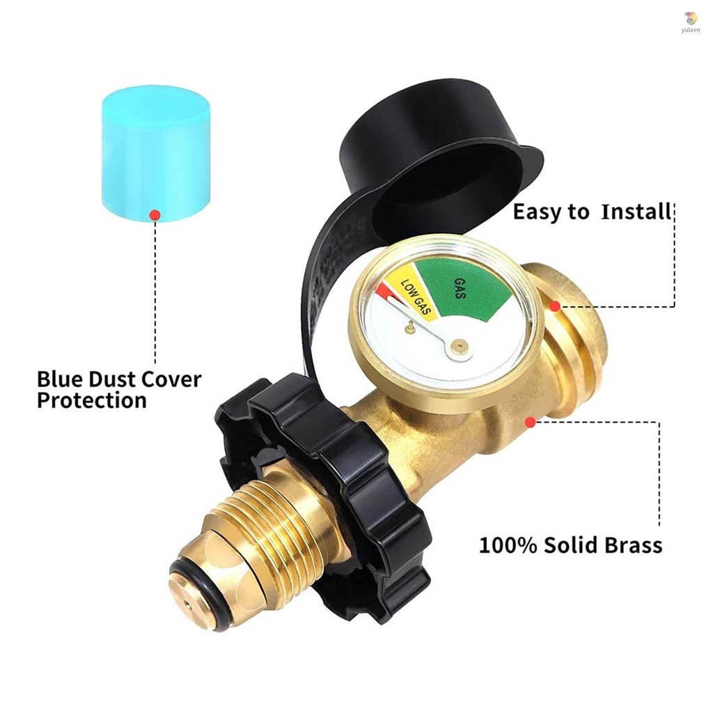 Van Chuyển Đổi Bình Propane Thông Dụng Kèm Đồng Hồ Đo Áp Suất Van Bồn Chứa QCC1 Propane Cho RV Camper / BBQ / Xi Lanh