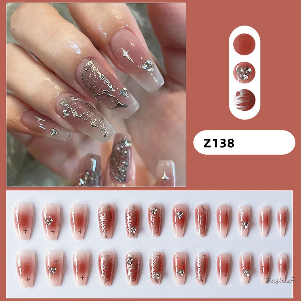 Móng Tay Giả Màu Gradient Gọn Nhẹ Có Thể Tái Sử Dụng