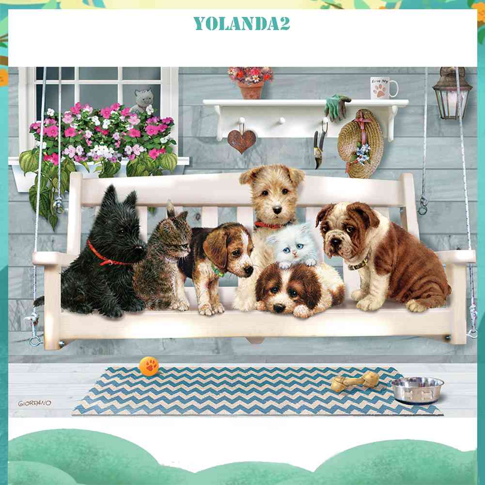 Tranh Đính Đá Kim Cương Toàn Bộ 5D DIY Hình Vẽ Chó Mèo