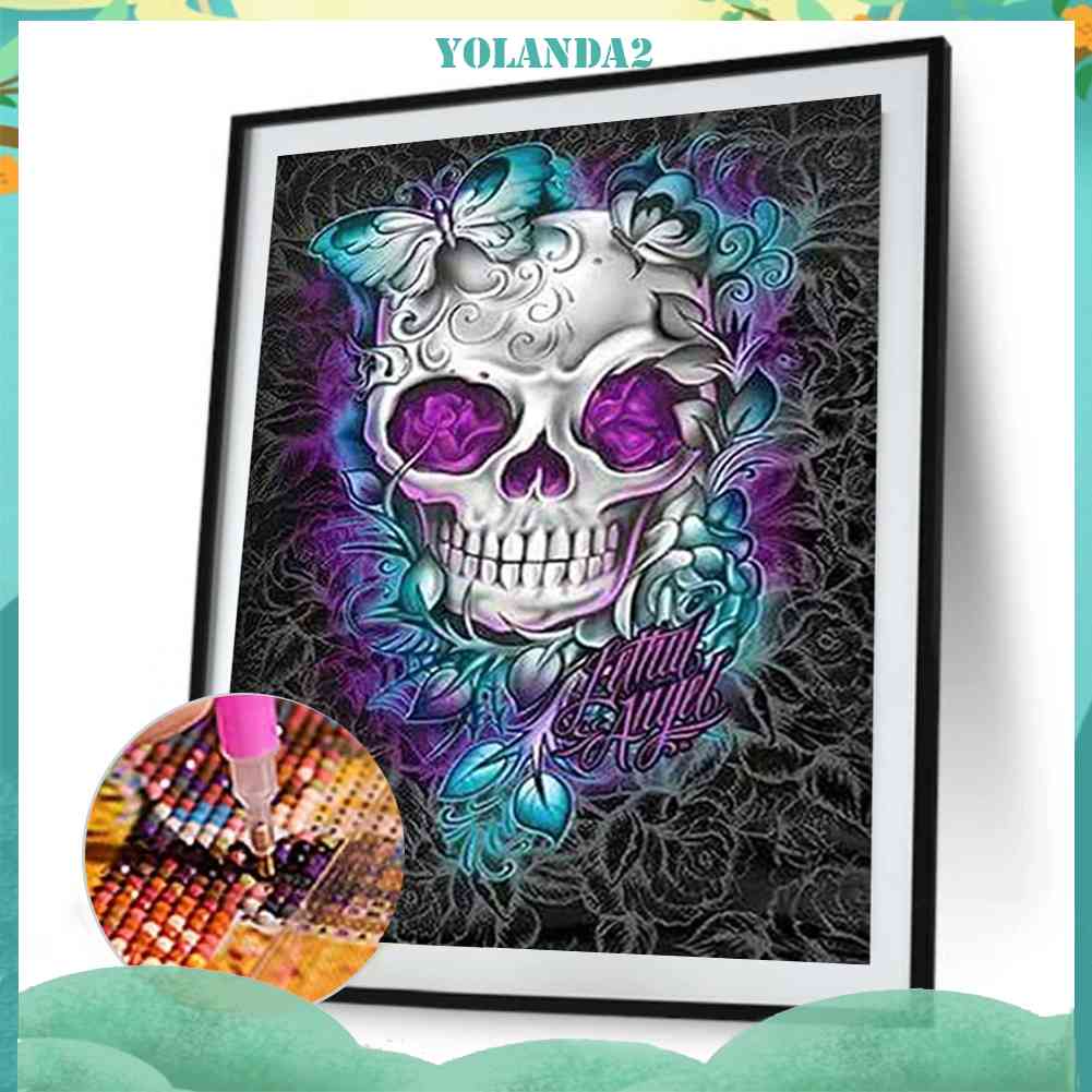 Tranh Đính Đá Kim Cương Toàn Bộ 5D DIY Hình Vẽ Đầu Lâu