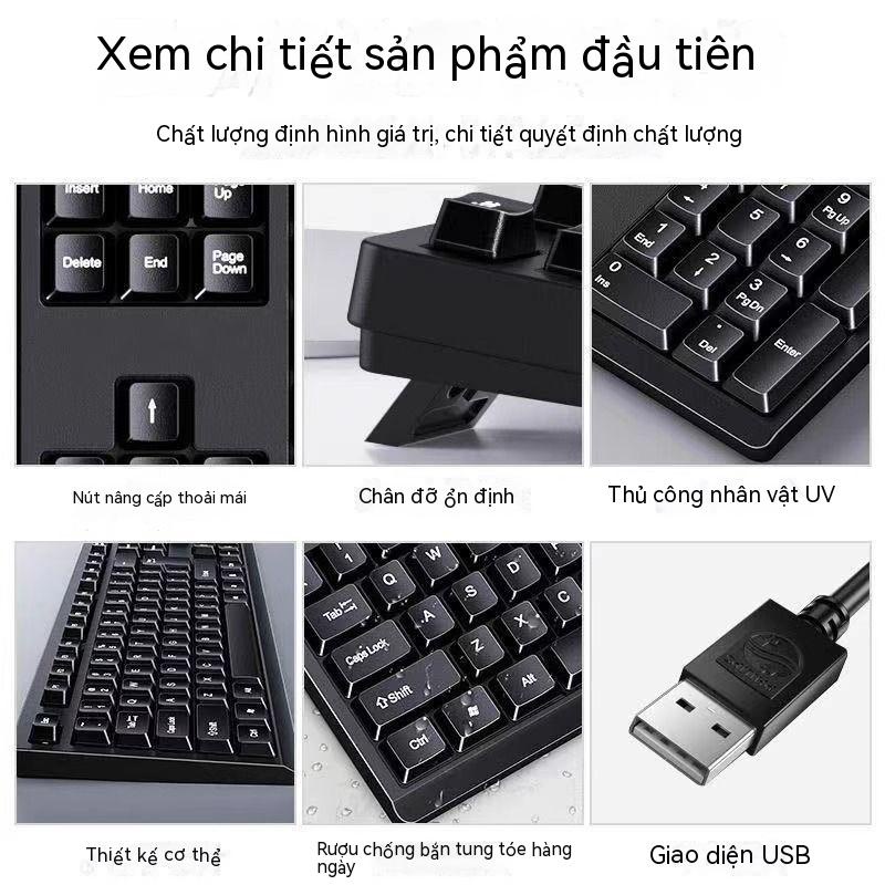 Bộ Bàn Phím Chuột Không Dây Máy Tính USB Máy Tính Để Bàn Máy Tính Xách Tay Văn Phòng Câm Cảm Giác Cơ Học Bàn Phím Có Dây