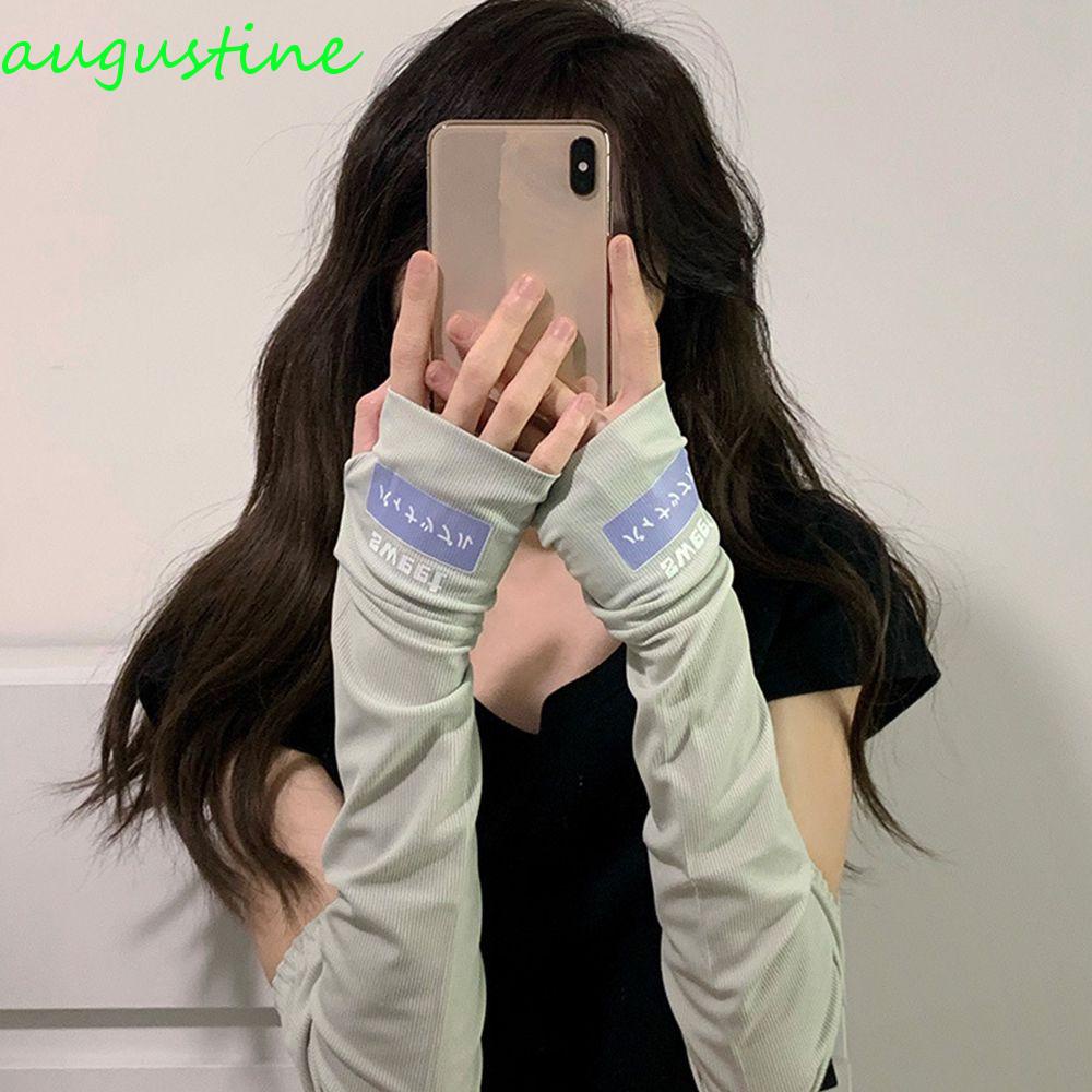 Găng Cánh Tay Chống Nắng Mềm Mại In Chữ AUGUSTINE Thời Trang Cho Nữ