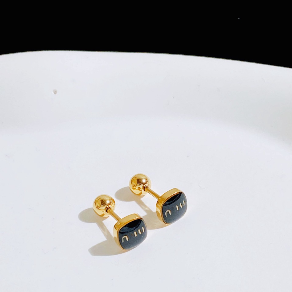 Khuyên Tai Đinh Tán Hình Học Bằng Thép Titan Epoxy Đơn Giản Dễ Phối Đồ Mori Series Khí Chất