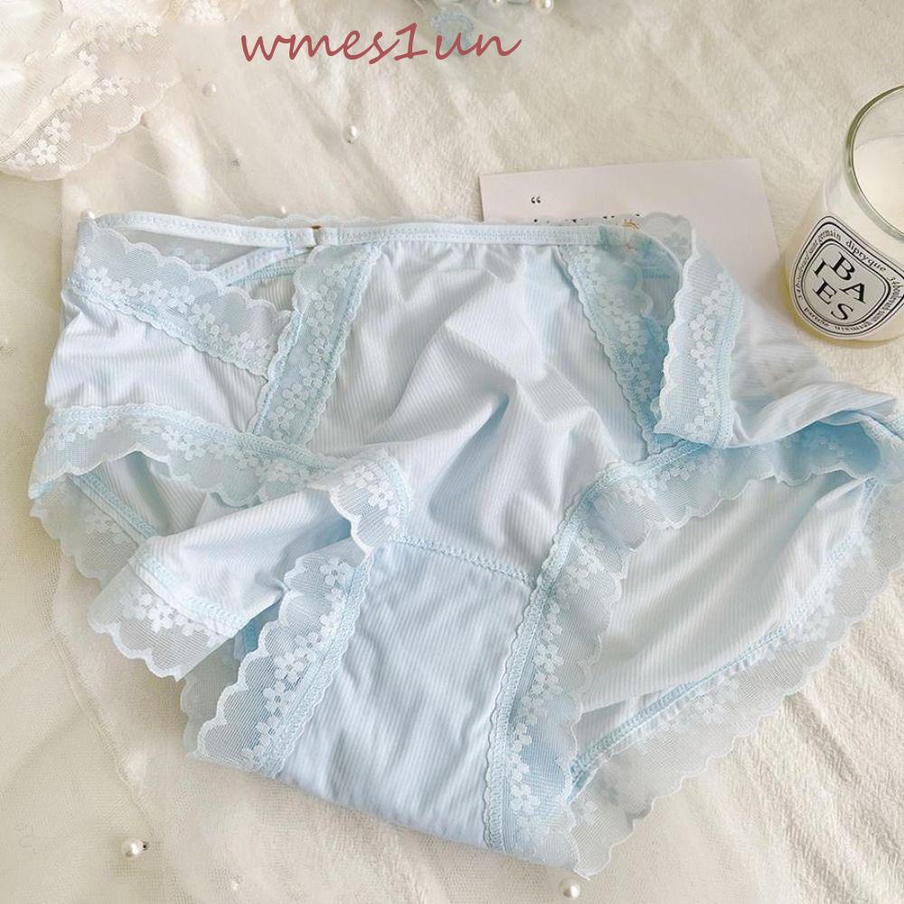 Quần Lót Cotton Lụa Phối Ren Thoáng Khí Màu Sắc Ngọt Ngào WMES15H