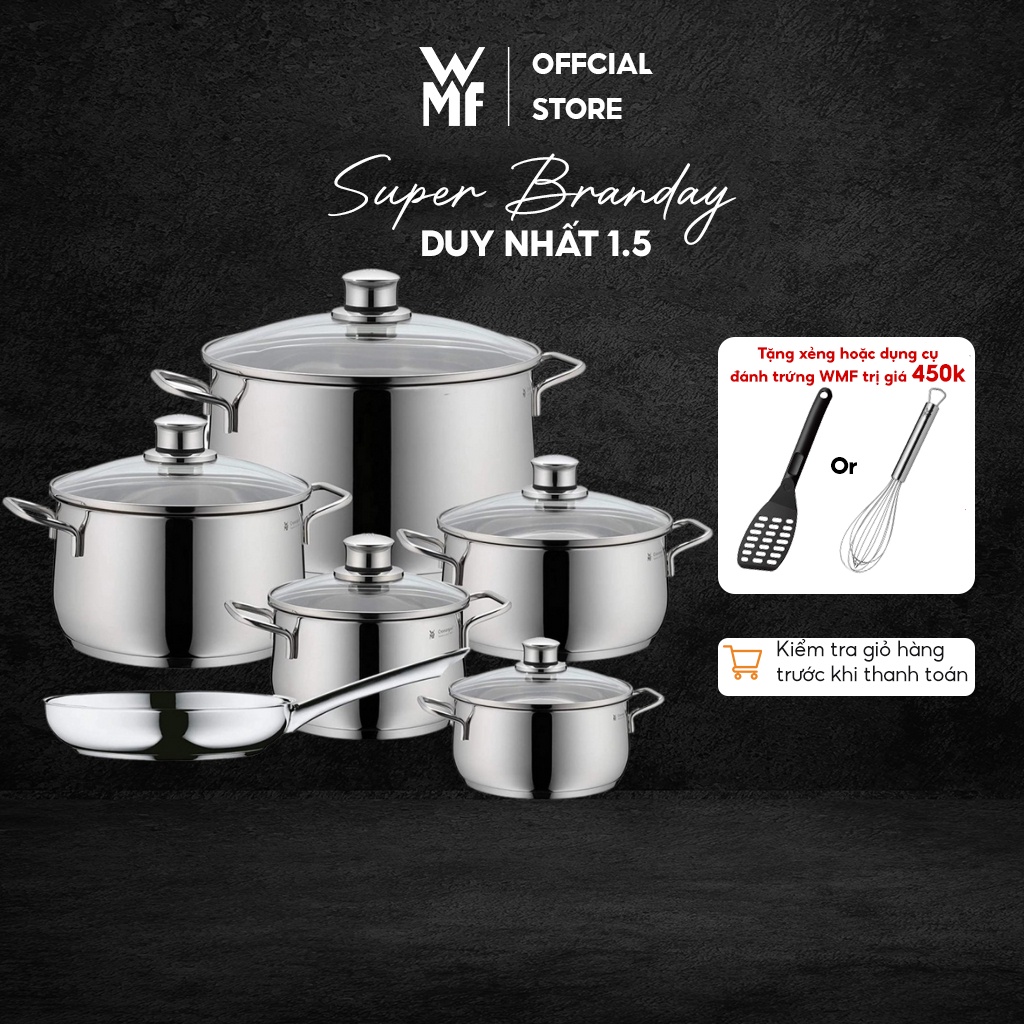 Bộ Nồi Chảo 6 Món WMF Diadem Plus Cookware Set 0730026040 Chất Liệu Thép Cromargan Cao Cấp