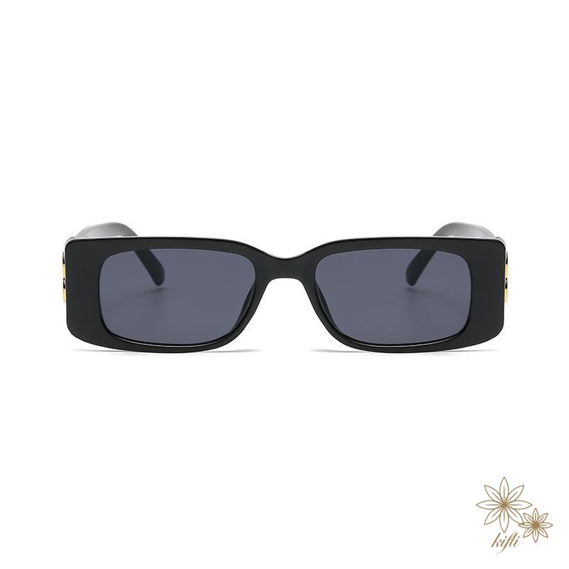 Kính râm gọng vuông nhỏ bản lề kim loại phong cách hip hop phương Tây cổ điển hàng 2023 dành cho nam và nữ