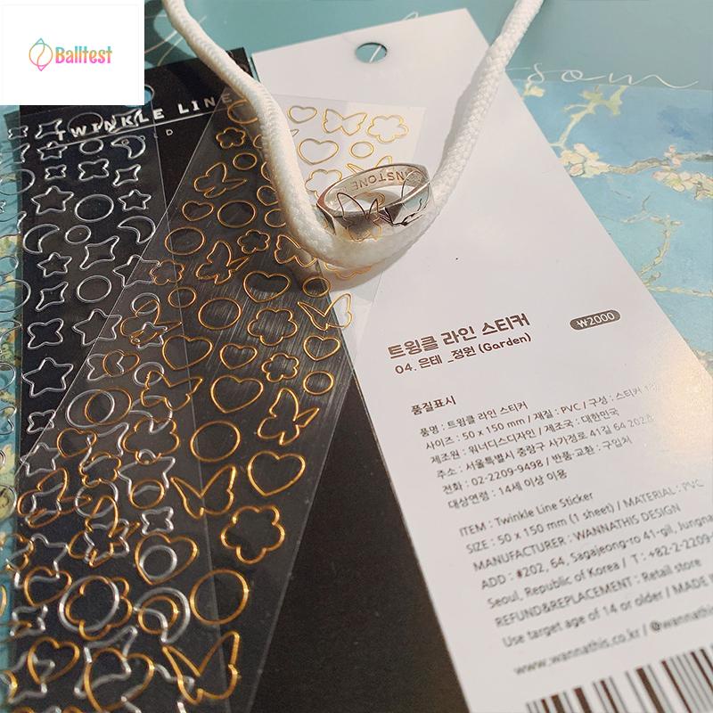 Balltest💜Hình dán họa tiết ngôi sao/ bươm bướm trang trí thủ công thời trang Hàn Quốc