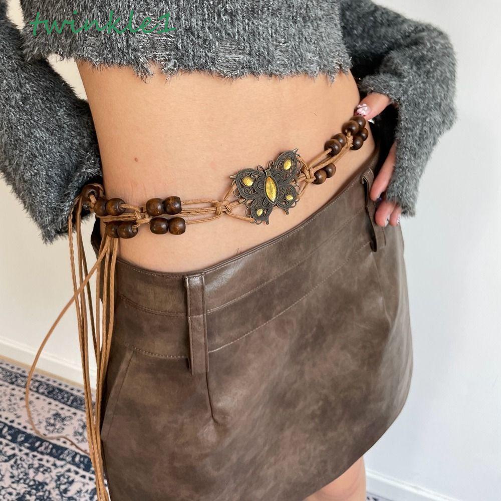 Dây Thắt Lưng Bện Tua Rua Hình Bướm Y2K Phong Cách Cổ Điển Độc Đáo|Thắt Lưng Dệt Tay Phong Cách Dân Tộc DIY