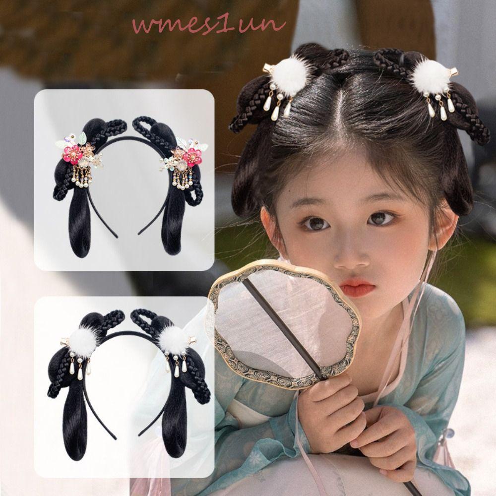 Băng Đô Cài Tóc Bằng Sợi Tổng Hợp Màu Đen Kiểu Hán Phục Trung Hoa Cổ Điển 15H DIY Làm Phụ Kiện Chụp Ảnh Cho Bé Gái