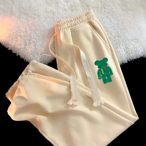 Quần Dài Thể Thao Lưng Cao Dáng Rộng In Hình Mặt Cười Phong Cách Harajuku Thời Trang Cho Nữ