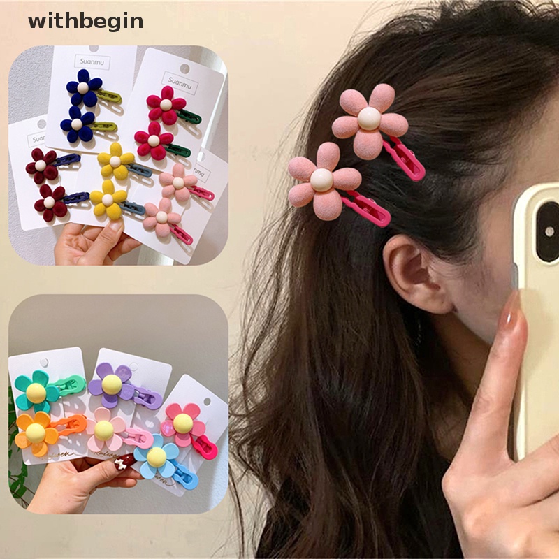 1 Cặp Kẹp Tóc Hình Hoa Nhiều Màu Sắc Ngọt Ngào Cho Nữ