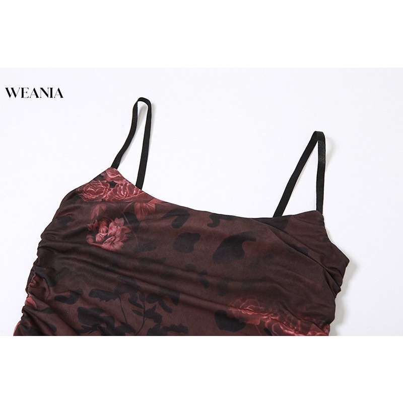 Đầm Dài Xẻ Tà In Họa Tiết Phong Cách Retro Cho Nữ