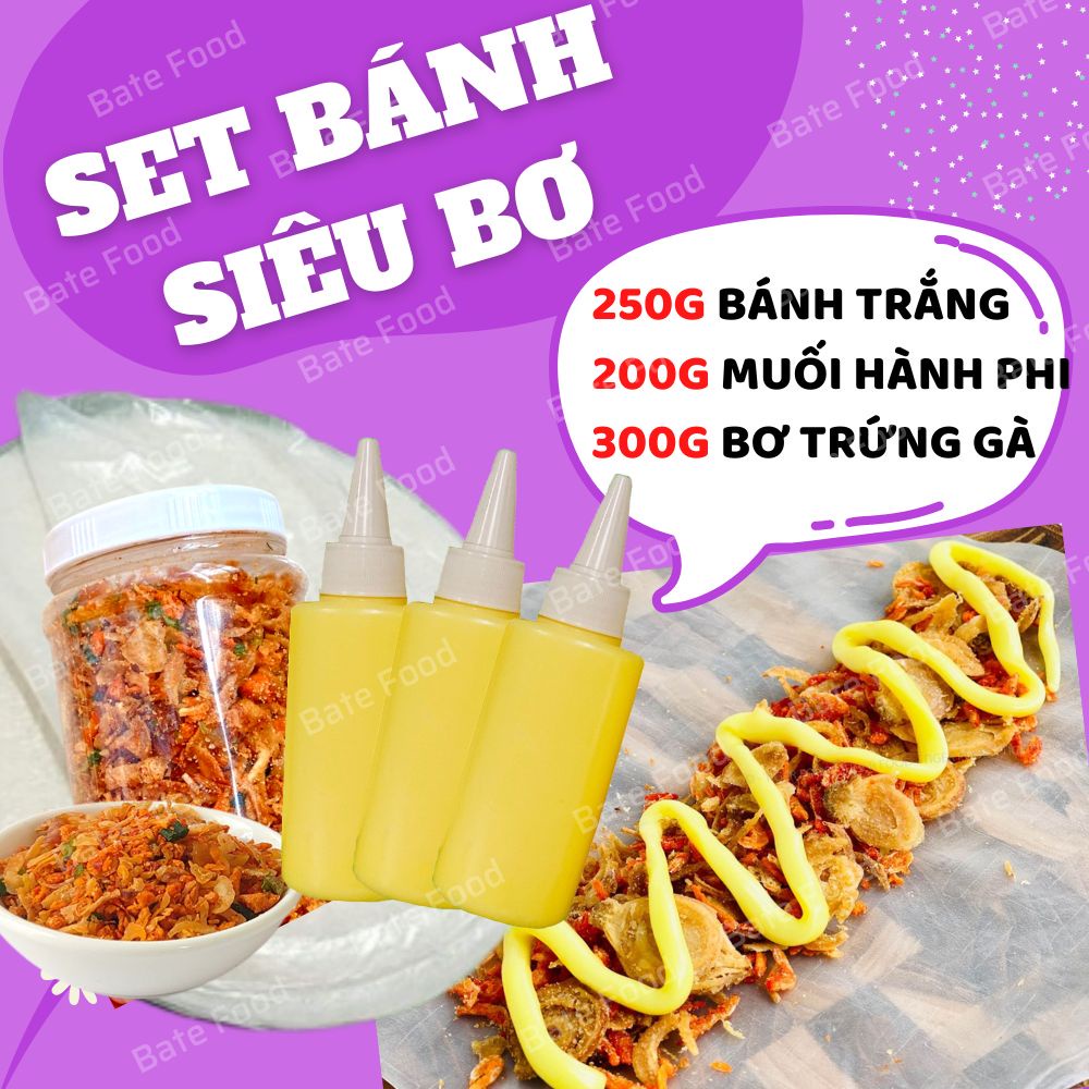 Set Bánh Tráng Phơi Sương Tây Ninh❗FREESHIP❗Siêu Khủng 1,2Kg 500g Bánh Trắng,400g Muối Tép Hành Phi,300g Bơ