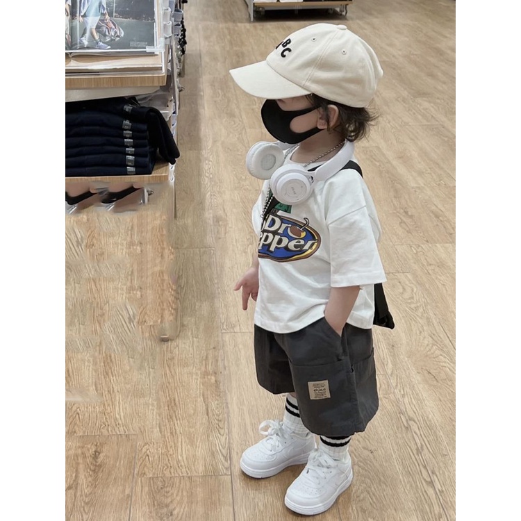 Bộ Áo Thun Cotton Mỏng Ngắn Tay In Chữ + Quần Short Phong Cách Đường Phố Thời Trang Mùa Hè 2023 Mới Cho Bé Trai