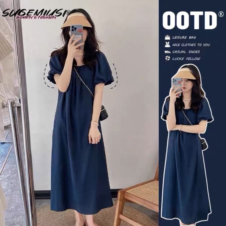Sugemiusi Đầm Dài Dáng Rộng Tay Phồng Phong Cách Pháp Thời Trang Mùa Hè Cao Cấp Dành Cho Nữ