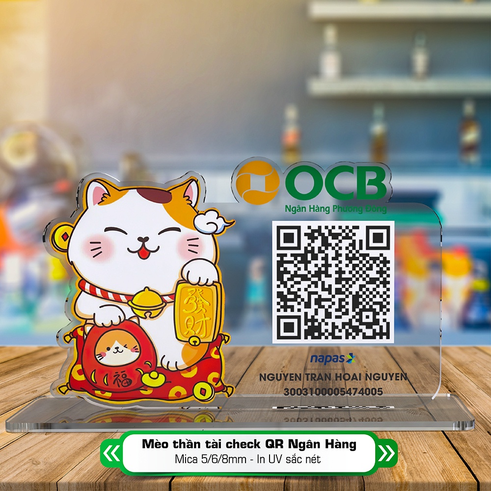 Bảng Qr code làm bằng acrylic sang trọng để bàn chất lượng cao cấp, in theo yêu cầu