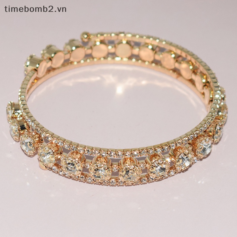 {Timebomb} Vòng Tay Pha Lê Nhiều Lớp Đính Đá Thời Trang Cho Nữ