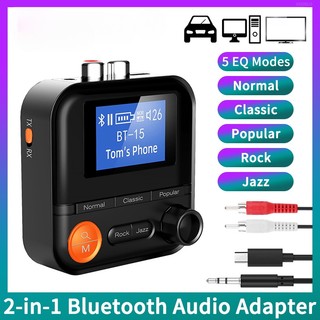 Bluetooth audio receiver transmitter 5 eq modes hifi music normal+classic+popular+rock+jazz wireless adapter 3.5mm aux 2 rca tf