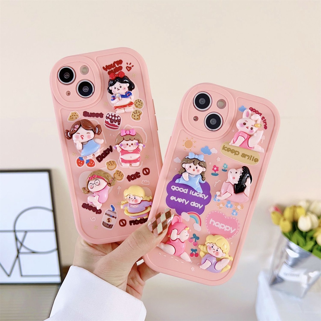 Ốp Điện Thoại Hình Cô Gái Thể Thao 3D Màu Hồng Dễ Thương Cho Iphone 14Promax 13 12 11 XR 8P