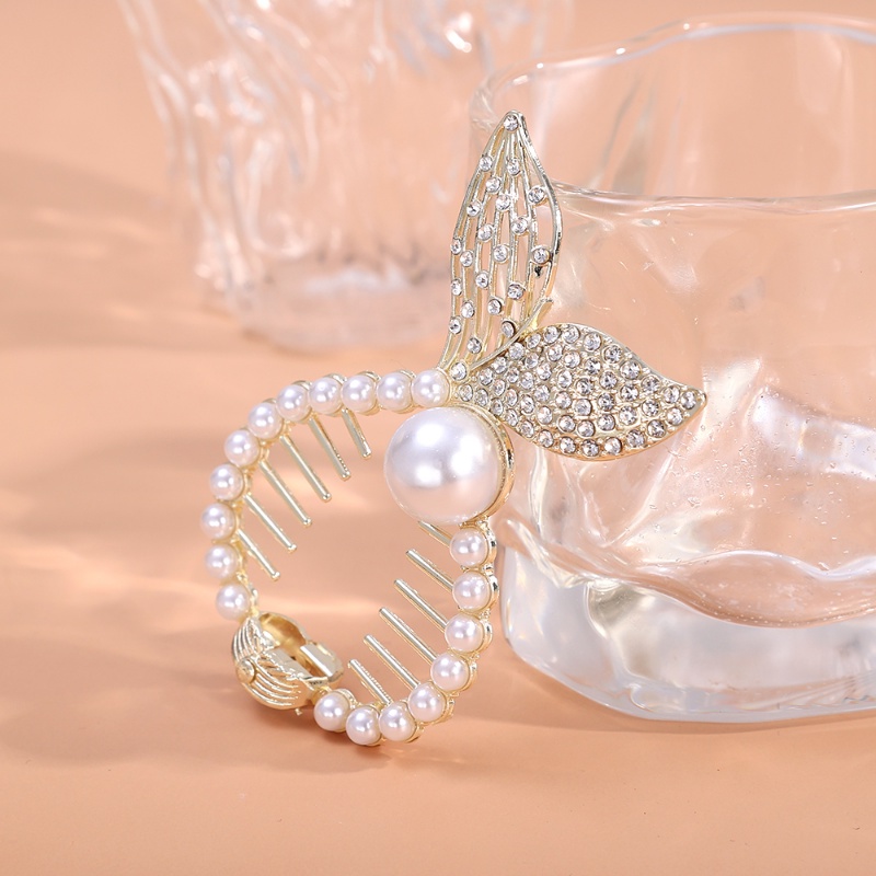 Kẹp Tóc Đuôi Ngựa Đính Đá Ngọc Trai Giả Thời Trang Cho Nữ