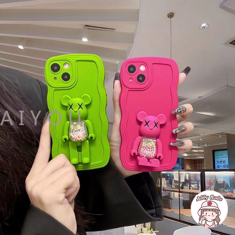 Ốp Điện Thoại TPU Mềm Bo Viền Hình Kaws Màu Macaron Gắn Giá Đỡ Chống Sốc IPhone 14 Pro Max 11 12 11 Pro Max X XS 7Plus