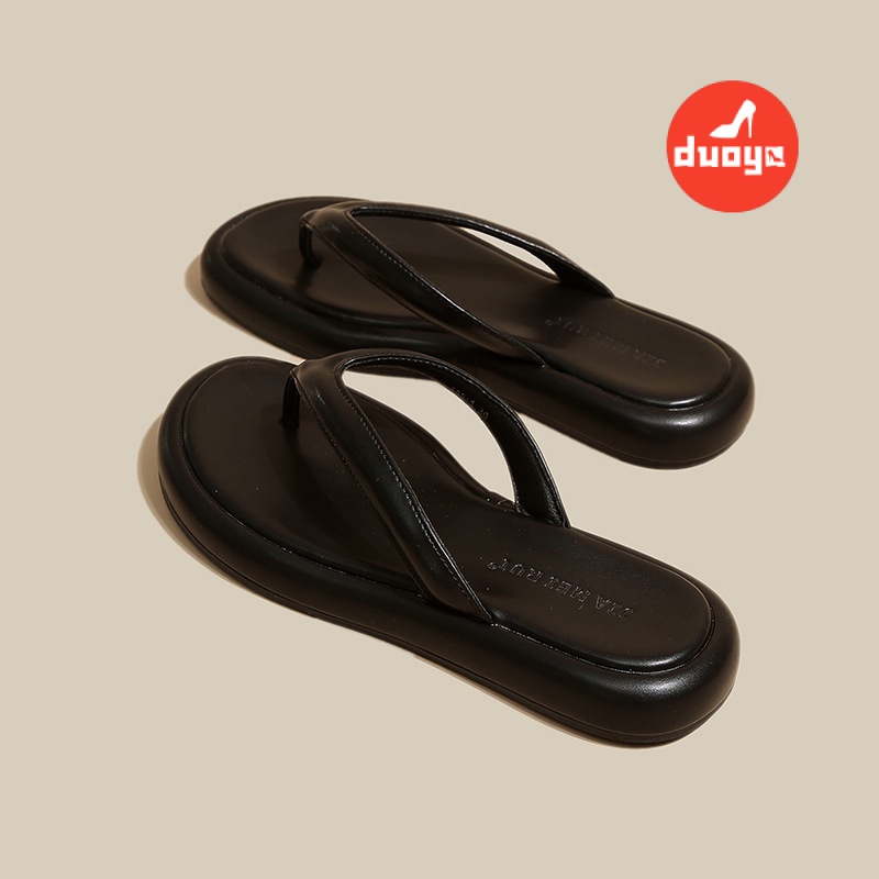 Duoya Tóc Thẳng ~ [Hàng Có Sẵn] Dép Xỏ Ngón Đi Biển Mùa Hè Phiên Bản Hàn Quốc Thoải Mái Nửa Đế Phẳng Thoải Mái Cho Nữ