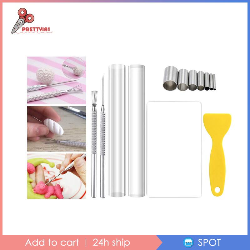 [Prettyia1] Bộ 13 Dụng Cụ Lăn Cắt Đất Sét Acrylic