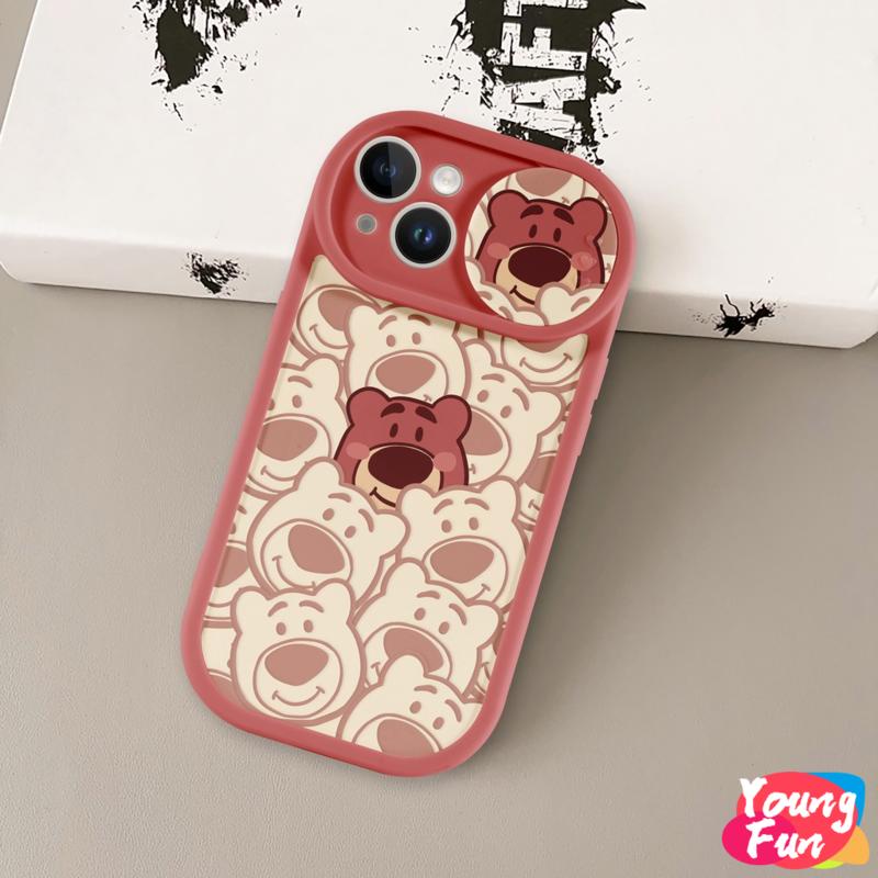 Ốp lưng Gấu dâu tây Trượt for iPhone 14 XR 13 11 12 Pro Max 8 7 6 6S Plus X Xs Max Se 2020 13 12 11