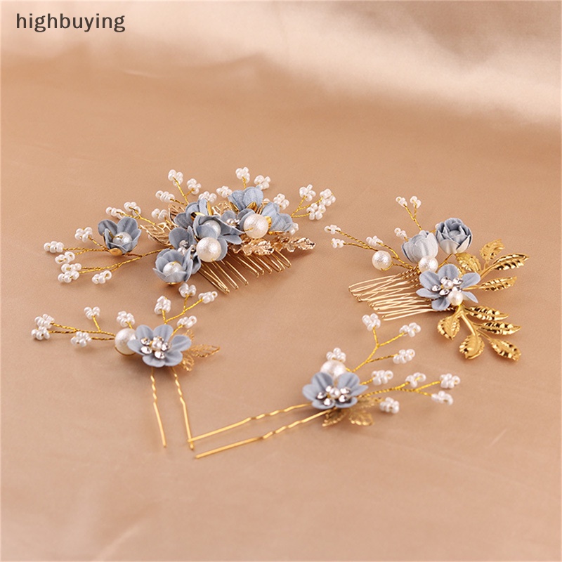 Lược Cài Tóc Hình Hoa Đính Ngọc Trai Phong Cách Hàn Quốc Cho Cô Dâu