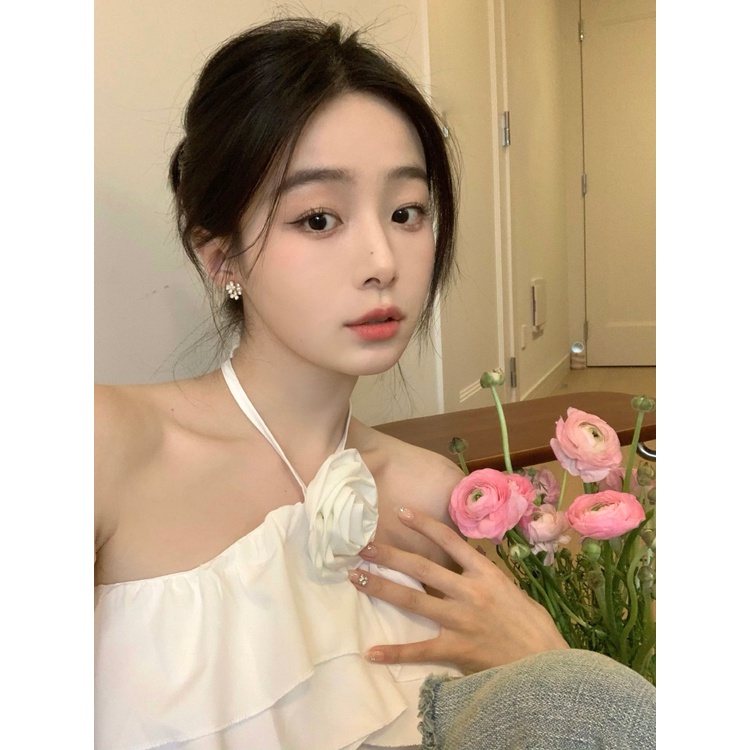 Khuyên Tai Hình Hoa Đính Ngọc Trai Nhân Tạo Thời Trang