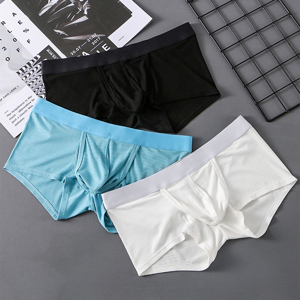 Quần Lót Boxer Lưng Thun Gân Siêu Co Giãn Hở Phía Trước Dáng Chữ U Màu Trơn Gợi Cảm Cho Nam Giới