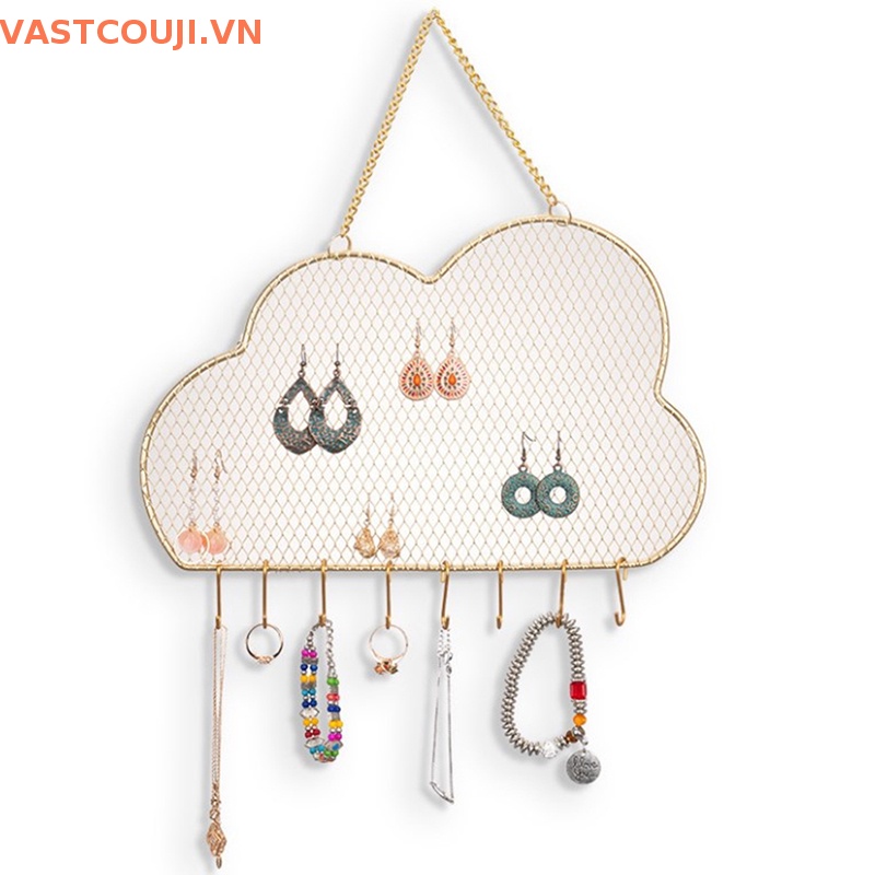 Móc Treo Bông Tai Gắn Tường Trang Trí Họa Tiết Kim Cương Sắp Xếp Gọn Gàng