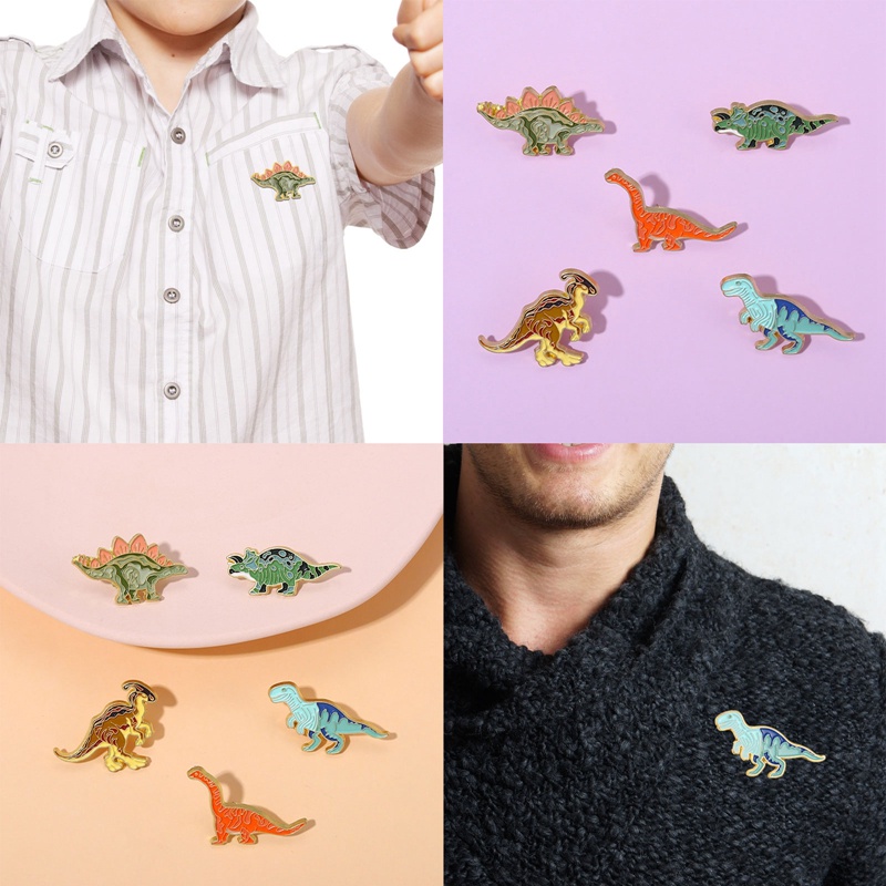 Ghim Cài Áo Họa Tiết Khủng Long Hoạt Hình Cho Bé