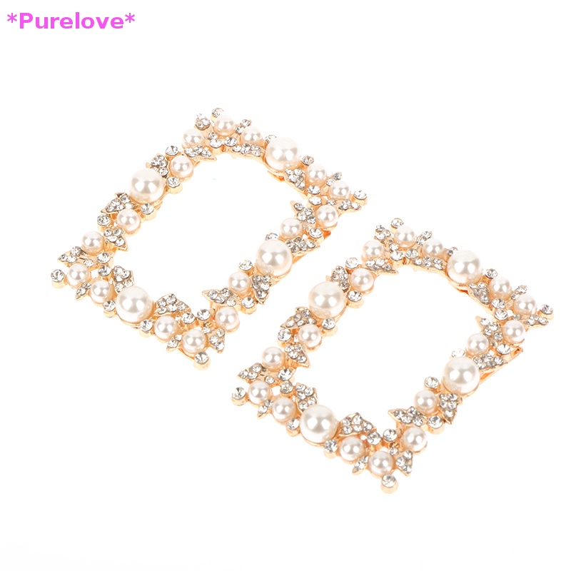 1 Khóa Kẹp Giày Cao Gót Bằng Kim Loại Đính Đá Ngọc Trai Mới