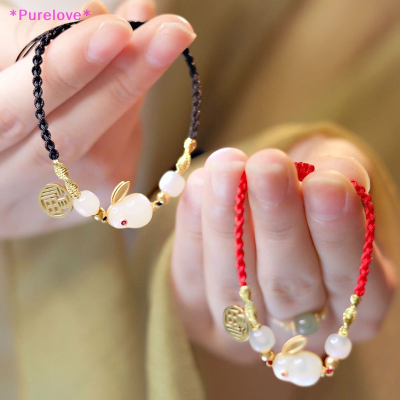 Vòng Tay Dây Bện Màu Đỏ Phối Mặt Hình Thỏ Nghệ Thuật Năm Mới 2023