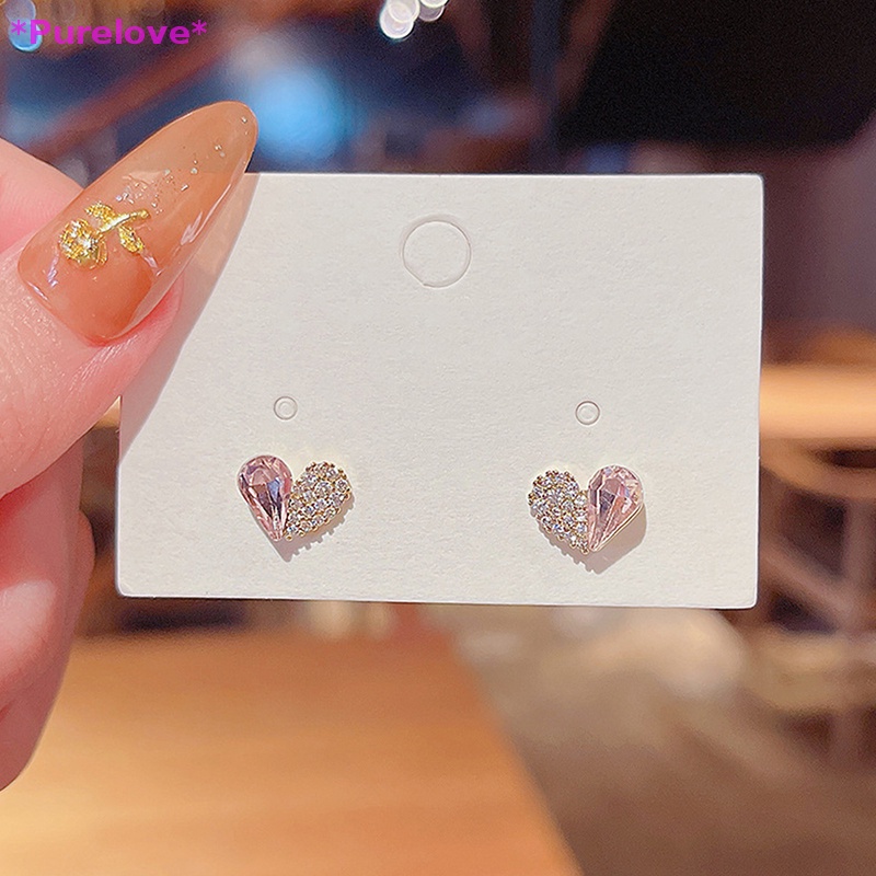 1 Đôi Bông Tai Hình Trái Tim Đính Đá Thời Trang Dành Cho Nữ Mới