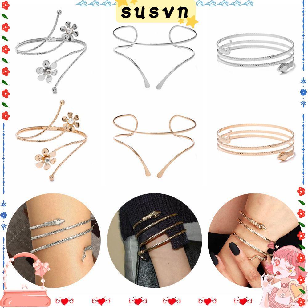 Vòng Đeo Cánh Tay/ Bắp Tay Bằng Hợp Kim Họa Tiết Hình Học Có Thể Điều Chỉnh Nhiều Màu Sắc