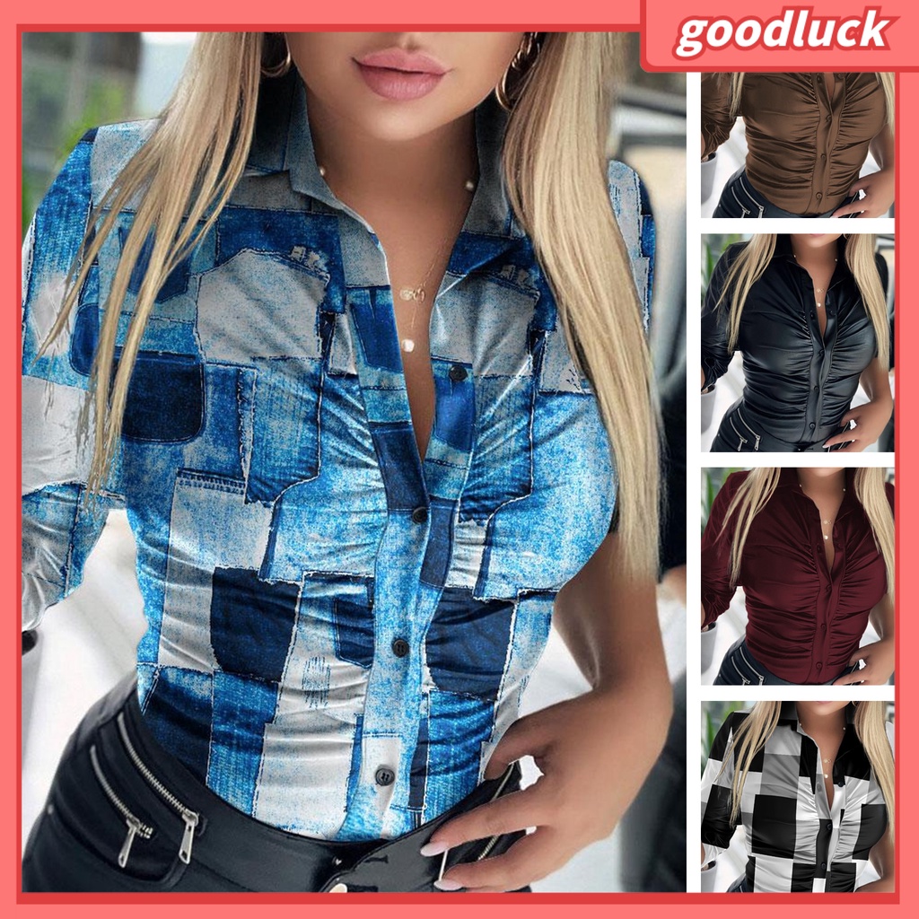 Áo Sơ Mi Tay Dài Cổ Bẻ In Họa Tiết Kẻ Sọc Phong Cách Đường Phố Cổ Điển Thời Trang Cho Nữ