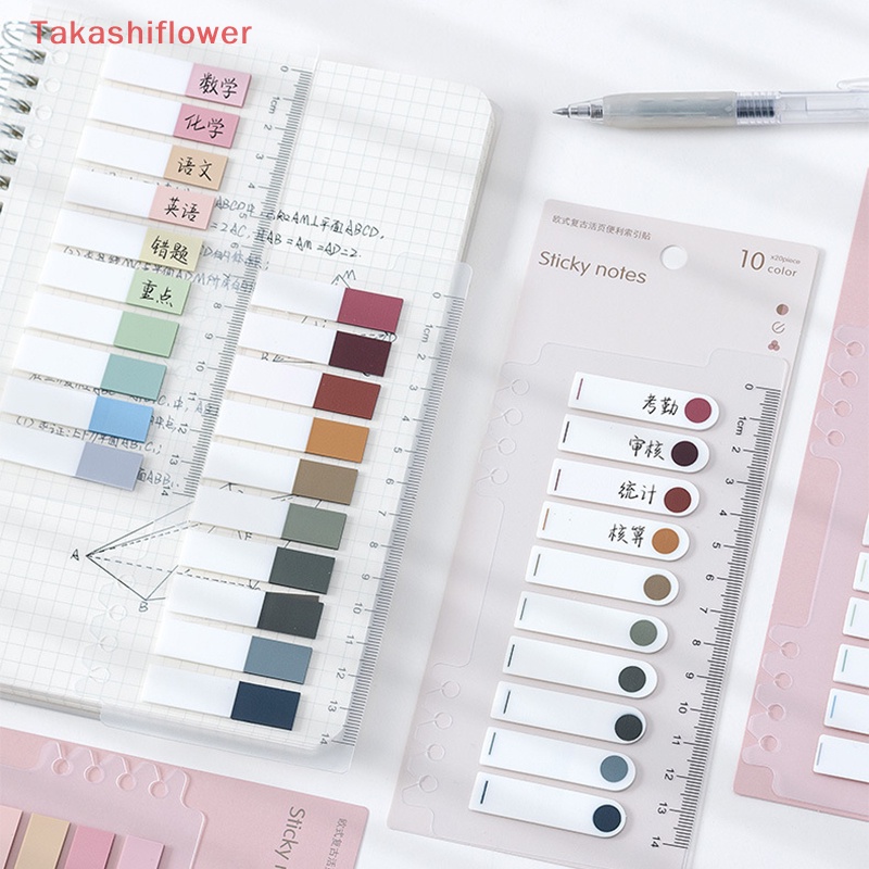 (Takashiflower) 200 Tờ Giấy Ghi Chú Đánh Dấu Trang Sách Hình Morandi Tabs Đáng Yêu Dành Cho Văn Phòng Trường Học Papeleria