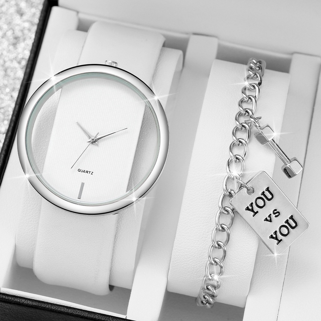 Đồng Hồ Nữ Dây Da Mặt Tròn Đính Hạt Giả Ngọc Trai Thời Trang