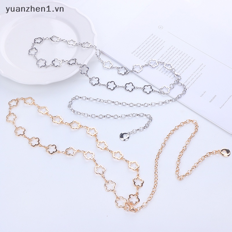 Dây Xích Đeo Thắt Lưng Bằng Kim Loại Họa Tiết Hoa Rỗng Thời Trang Cho Nữ