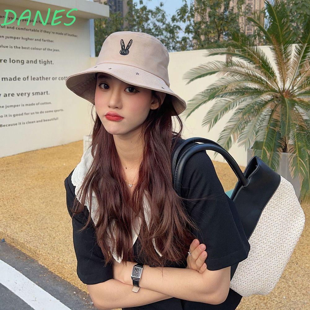 Nón Tai Bèo Màu Trơn Thêu Họa Tiết Ngôi Sao / Thỏ Thời Trang Đi Biển Mùa Hè Cho Nam