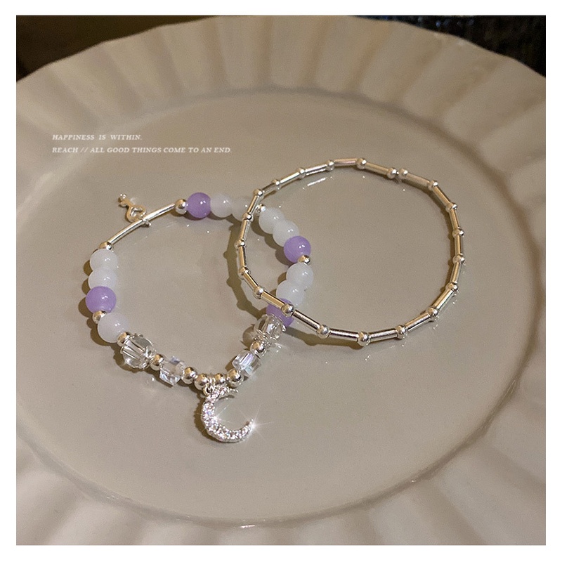 Vòng Tay Chuỗi Hạt Ngọc Trai Thiết Kế Mặt Trăng Nước Đá ins Mới Cho Bạn Gái