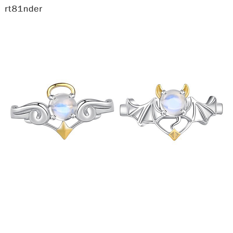 1 Cặp Nhẫn Đôi Cánh Thiên Thần Và Ác Quỷ Hai Màu Có Thể Điều Chỉnh Kích Cỡ Thời Trang Cho Cặp Đôi