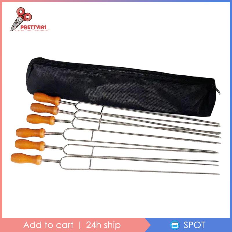 1 [Prettyia] 6 Xiên Nướng BBQ Cắm Trại Tiệc Tùng