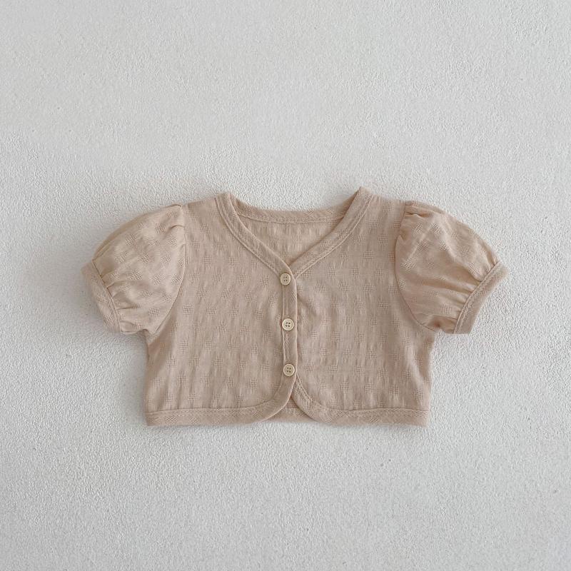 Áo Khoác Cardigan Mỏng Tay Phồng Ngắn Màu Trơn Thời Trang Mùa Hè Dành Cho Bé Gái