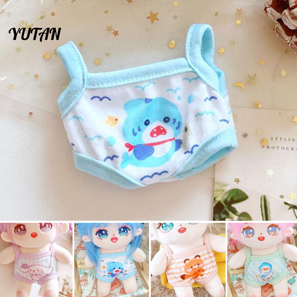 Yutan-doll Áo Liền Quần Mini 20cm In Họa Tiết Hoạt Hình Dễ Thương Có Dây Đeo Cho Búp Bê