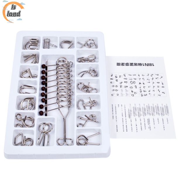Set 18 Đồ Chơi Gỡ Rối Bằng Kim Loại Giúp Phát Triển IQ Cho Bé