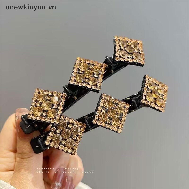 Uu Kẹp Tóc Thắt Bím Đính Đá Lấp Lánh Thời Trang