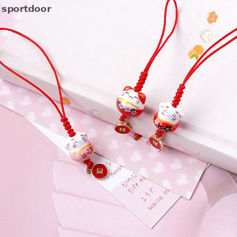 [sportoutdoor] Móc Khóa Điện Thoại Hình Mèo May Mắn Maneki Neko Trinkets Nhật Bản Dễ Thương [out]